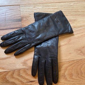 Saks fifth avenue leather gloves cashmere lined SZ 7 women's black